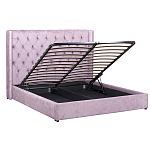 Кровать двуспальная фиолетовая с основанием из массива дерева с мягким изголовьем Velour Beds варинант исполнения - 2 | Loft Concept в Челябинске