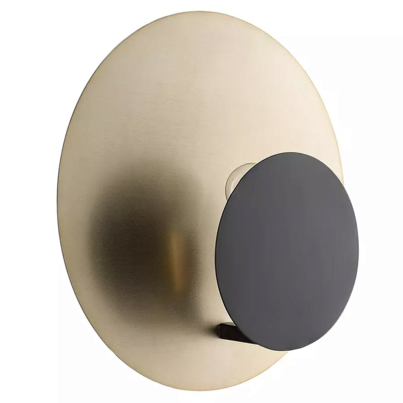 Бра круглое в сочетании золотистого и чёрного цвета Round Sconce Gold and Black Черный Золотой в Челябинске | Loft Concept 