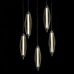 Люстра круглая каскадня с 5-ю плафонами из металлической сетки Mesh Lampshade Lighting варинант исполнения - 3 | Loft Concept в Челябинске