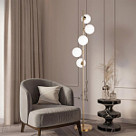 Торшер на золотом основании с 5-ю белыми шарообразными плафонами Bubble варинант исполнения - 4 | Loft Concept в Челябинске