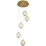 Каскадная люстра с 5-ю плафонами из акрила в виде шара Felice Chandelier Brass варинант исполнения - 1 | Loft Concept в Челябинске