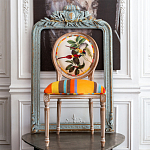 Стул бежевый в разноцветную полоску из натурального бука с изображением птиц и цветов Blooming Yellow Red Birds Colorful Stripes Chair варинант исполнения - 4 | Loft Concept в Челябинске