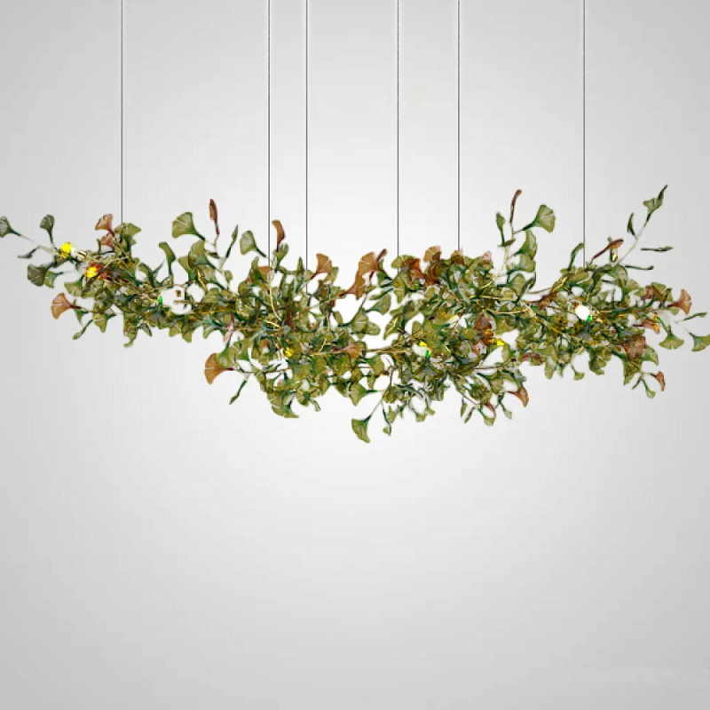 Люстра на ветвистом каркасе с листьями Horizontal Green Floral Chandelier L Зеленый Латунь Люстра на ветвистом каркасе с листьями Horizontal Green Floral Chandelier L Зеленый Латунь в Челябинске | Loft Concept