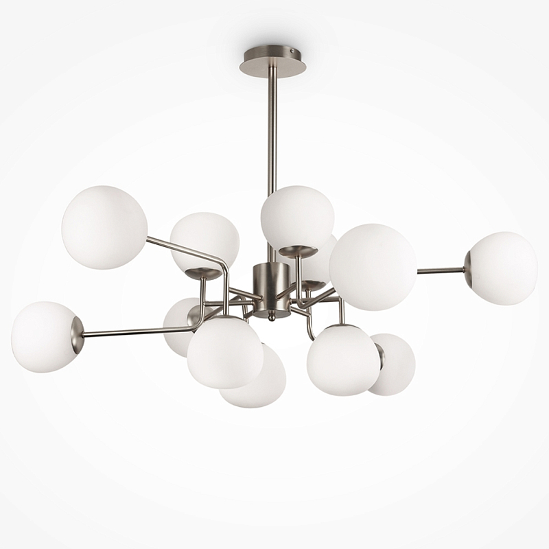 Люстра Tiepolo Ball Chandelier Nickel 12 Никель Белый в Челябинске | Loft Concept 