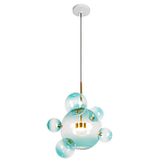 Подвесной светильник с прозрачными бирюзовыми стеклянными шарами и золотыми деталями Диаметр 46 Giopato & Coombes варинант исполнения - 1 | Loft Concept в Челябинске