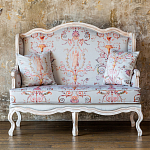 Двухместный диван из массива бука серый с растительным орнаментом Raffael Blue Grey Sofa варинант исполнения - 10 | Loft Concept в Челябинске