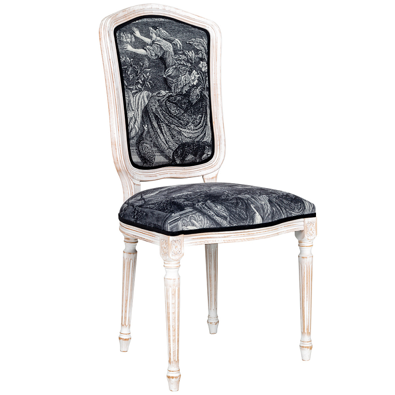 Стул Blois Stool Черно-белый Белый винтажная патина Стул Blois Stool Черно-белый Белый винтажная патина в Челябинске | Loft Concept