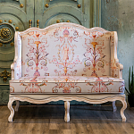 Двухместный диван из массива бука серый с растительным орнаментом Raffael Blue Grey Sofa варинант исполнения - 7 | Loft Concept в Челябинске