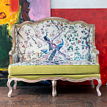 Диван из натурального бука бежевый с изображением птиц и цветов Beige Green Chinoiserie Garden Sofa варинант исполнения - 11 | Loft Concept в Челябинске