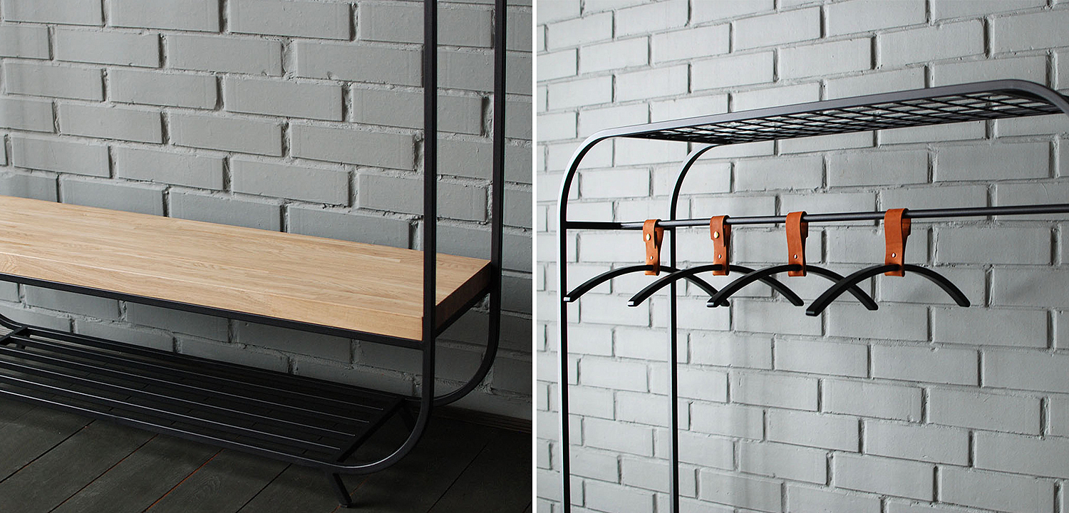 Рейл Jethro Industrial Metal Rust Clothes Rail Black Рейл Jethro Industrial Metal Rust Clothes Rail Black - Loft-Concept в Челябинске