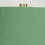 Настольная лампа с белым фигурным основанием на латунном основании и зеленым тканевым конусным абажуром Elstead Lighting варинант исполнения - 2 | Loft Concept в Челябинске