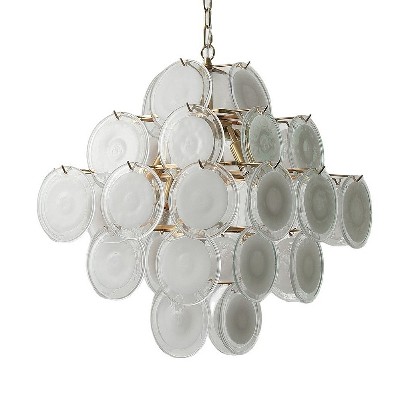 Люстра с каскадом из круглых декоративных элементов White Clear Glass Chandelier Белый Хром Прозрачный Люстра с каскадом из круглых декоративных элементов White Clear Glass Chandelier Белый Хром Прозрачный в Челябинске | Loft Concept