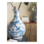 Ваза с мотивами цветущего сада с попугаями Blue Vase Inspired by Nature варинант исполнения - 6 | Loft Concept в Челябинске