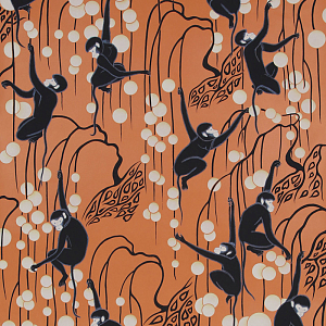 Обои ручная роспись Deco Monkeys Terracotta on dyed paper