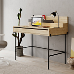 Стол письменный с выдвижным ящиком цвета древесины LEILA WORKING TABLE OAK ANTHRACITE варинант исполнения - 3 | Loft Concept в Челябинске