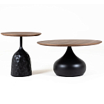 Столик журнальный с круглой деревянной столешницей на черном фактурном основании Bourgeon варинант исполнения - 3 | Loft Concept в Челябинске