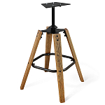 Барный стул со спинкой и металлической подставкой на 4-х деревянных ножках Зеленый Велюр Vendramin Chair варинант исполнения - 4 | Loft Concept в Челябинске