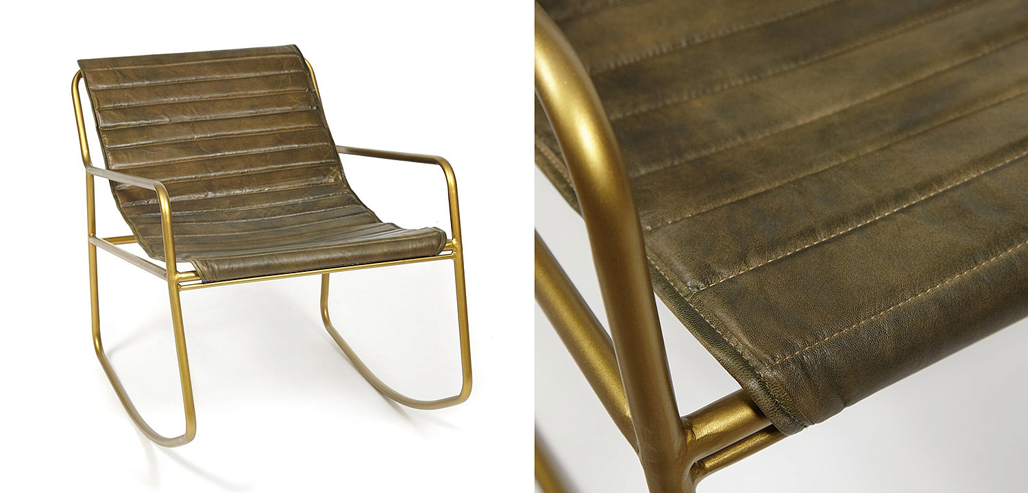 Кресло-качалка Industrial buffalo leather rocking chair Кресло-качалка Industrial buffalo leather rocking chair - Loft-Concept в Челябинске