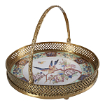 Блюдо фарфоровое с бронзовой ручкой Paradise Dish with Handle варинант исполнения - 1 | Loft Concept в Челябинске