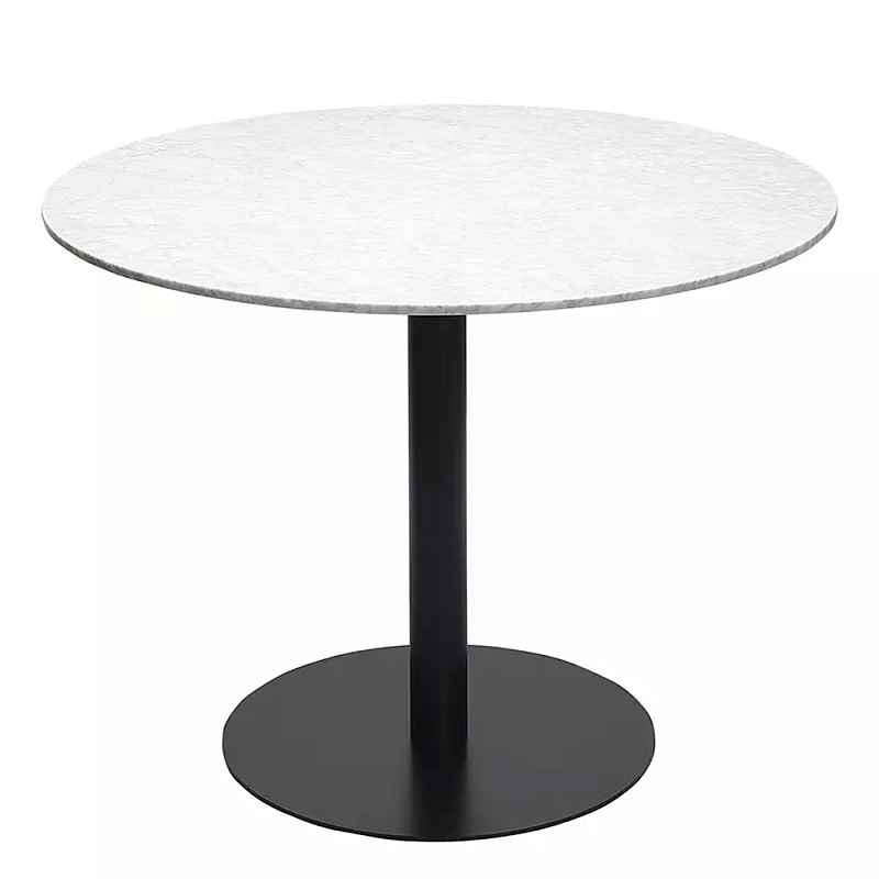 Круглый обеденный стол с белой мраморной столешницей White Tabletop on Black Base Белый Черный Круглый обеденный стол с белой мраморной столешницей White Tabletop on Black Base Белый Черный в Челябинске | Loft Concept