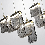 Подвесной светильник линейный с плафонами волнистой формы из фактурного стекла Big Wave варинант исполнения - 5 | Loft Concept в Челябинске