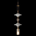 Подвесной светильник с белыми стеклянными элементами и бронзовыми вставками Высота 90 см Gabriel Scott Luna варинант исполнения - 6 | Loft Concept в Челябинске