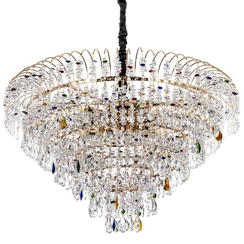 Люстра с прозрачными и цветными подвесками из хрусталя Colorful Crystals Chandelier 18 Золотой Прозрачное Стекло Мульти Люстра с прозрачными и цветными подвесками из хрусталя Colorful Crystals Chandelier 18 Золотой Прозрачное Стекло Мульти в Челябинске | Loft Concept