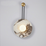 Бра круглое с каменным основанием и плафоном из стекла в форме шара Shaw Marble Lighting варинант исполнения - 1 | Loft Concept в Челябинске