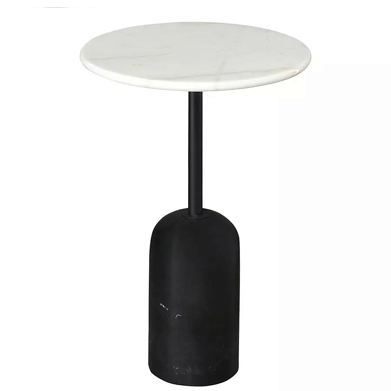 Кофейный столик с белой мраморной столешницей на черном основании Tall Coffee Black and White Table Белый Черный Кофейный столик с белой мраморной столешницей на черном основании Tall Coffee Black and White Table Белый Черный в Челябинске | Loft Concept