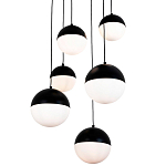 Каскадный светильник с 6-ю плафонами шары Ponzio Flos Cascade  Black Sphere Hanging Lamp варинант исполнения - 2 | Loft Concept в Челябинске