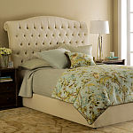 Кровать двуспальная бежевая с основанием из массива дуба с мягким изголовьем Flax Beds варинант исполнения - 1 | Loft Concept в Челябинске