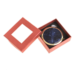 Зеркало карманное круглое двухстороннее из натурального камня Содалит в подарочной упаковке Gold Stone Mirrors варинант исполнения - 3 | Loft Concept в Челябинске