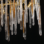 Люстра линейная золотого цвета с декоративными ветвями и длинными стеклянными подвесками в форме сосулек Droplet Chandelier варинант исполнения - 5 | Loft Concept в Челябинске