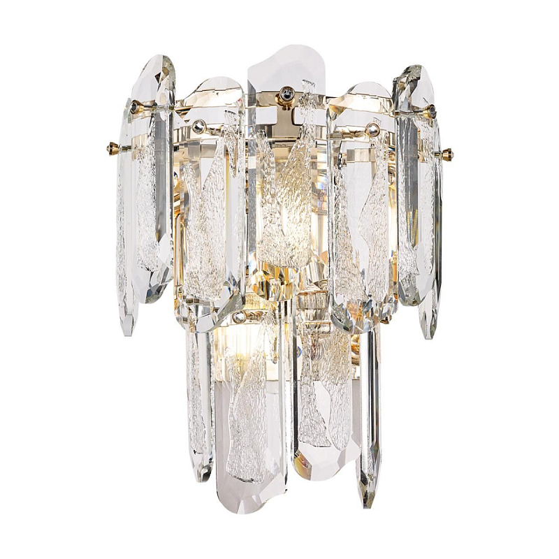 Бра с хрустальными овальными подвесками Harmonica Золотой Прозрачный в Челябинске | Loft Concept 