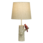 Настольная лампа с тканевым абажуром и основанием в виде птицы на дереве Simurq варинант исполнения - 1 | Loft Concept в Челябинске