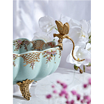 Чаша из голубого фарфора на бронзовых ножках с рисунком цветов и фигурками стрекоз Blue Garden варинант исполнения - 6 | Loft Concept в Челябинске