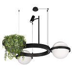 Подвесной светильник с 2-мя шарообразными плафонами и цилиндрическим спотом Light of Еyes варинант исполнения - 6 | Loft Concept в Челябинске