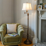 Торшер классического стиля цвета темная бронза с бежевым льяным абажуром Feiss варинант исполнения - 2 | Loft Concept в Челябинске