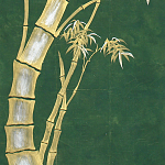 Обои ручная роспись Bamboo Golden on Edo Green India tea paper варинант исполнения - 2 | Loft Concept в Челябинске