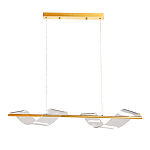 Люстра линейная золотистого цвета с двумя прозрачными волнистыми элементами Wave Line варинант исполнения - 2 | Loft Concept в Челябинске