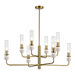 Люстра с 8-ю плафонами в форме стеклянных трубок и мраморных декоративных элементов Montreal варинант исполнения - 7 | Loft Concept в Челябинске