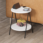 Стол приставной с 2-мя круглыми белыми столешницами ESSEL SIDE TABLE WHITE варинант исполнения - 8 | Loft Concept в Челябинске