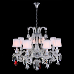 Люстра с 8-ю белыми текстильными абажурами и хрустальными подвесками Lustre Reverie варинант исполнения - 2 | Loft Concept в Челябинске