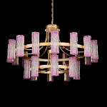 Люстра двухъярусная круглая с текстурными цилиндрическими плафонами Glimpse варинант исполнения - 1 | Loft Concept в Челябинске