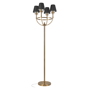 Торшер с металлическим основанием бронзового цвета с черными конусовидными абажурами Dignity