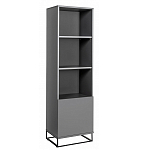 Стеллаж книжный цвета графит с 3-мя открытыми полками и дверкой Strict Lines варинант исполнения - 1 | Loft Concept в Челябинске