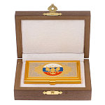 Визитница карманная металлическая с гравюрой Герба России в подарочной коробке Gold Metal Business Card Holders варинант исполнения - 3 | Loft Concept в Челябинске