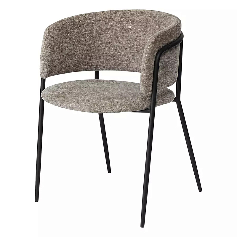 Стул полукруглый с каркасом из металла и мягким сиденьем и спинкой Soft Chenille Черный Капучино Стул полукруглый с каркасом из металла и мягким сиденьем и спинкой Soft Chenille Черный Капучино в Челябинске | Loft Concept