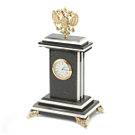 Часы настольные бронзовые с Гербом России из натурального камня Змевик Stone Clock варинант исполнения - 2 | Loft Concept в Челябинске