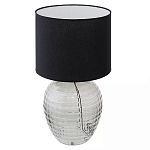 Настольная лампа с черным цилиндрическим тканевым абажуром и фактурным прозрачным основанием Black Cone варинант исполнения - 1 | Loft Concept в Челябинске